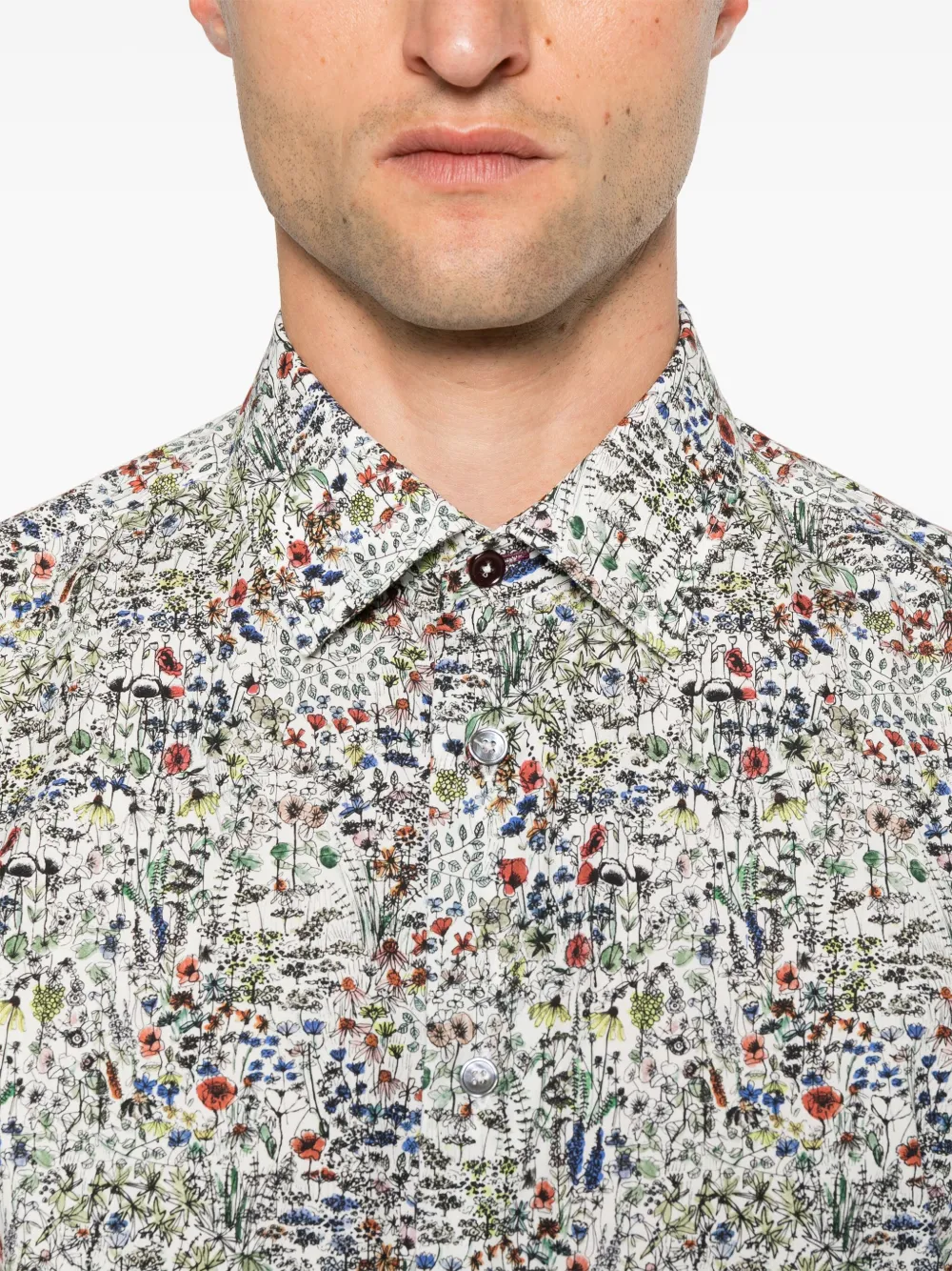 Paul Smith Sketch overhemd met bloemenprint Wit