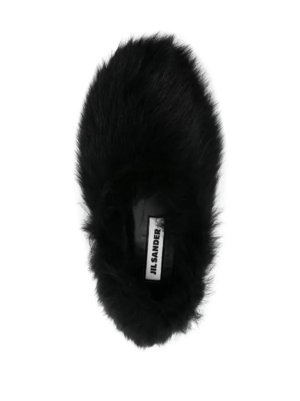 Jil Sander faux-fur Ballerina Shoes Black FARFETCH JO