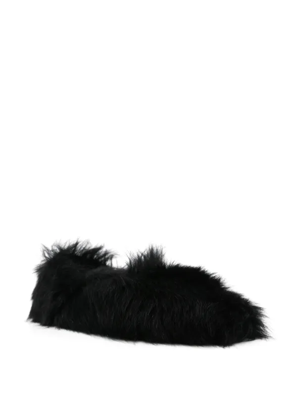 Jil Sander faux-fur Ballerina Shoes | Black | FARFETCH