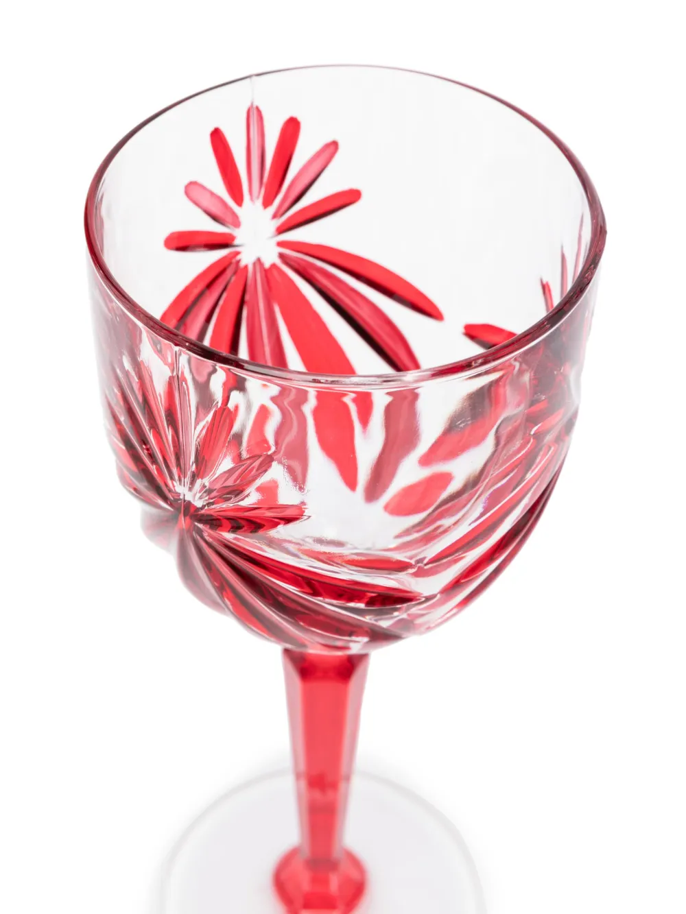 Les-ottomans Stars Crystal Wine Glasses Set (set Of Four) In Red