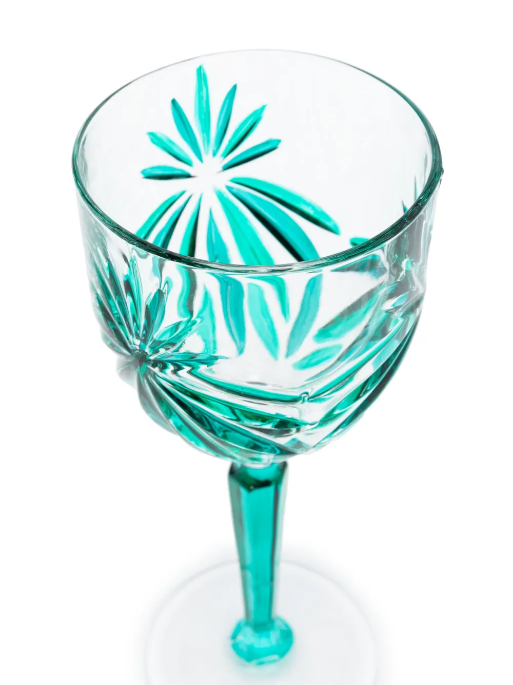Les-ottomans Stars Crystal Wine Glasses Set (set Of Four) In Green