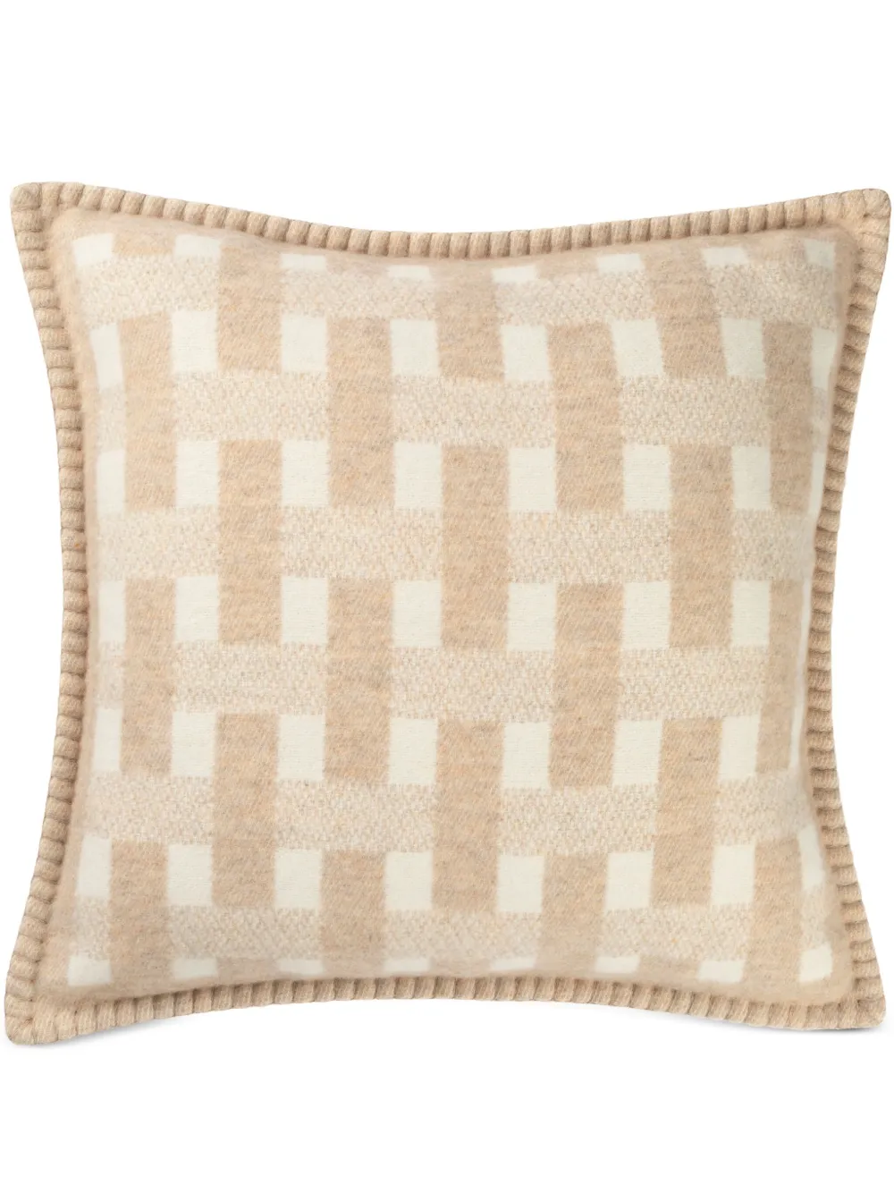 Johnstons of Elgin basketweave wool cushion | Neutrals | Image 1