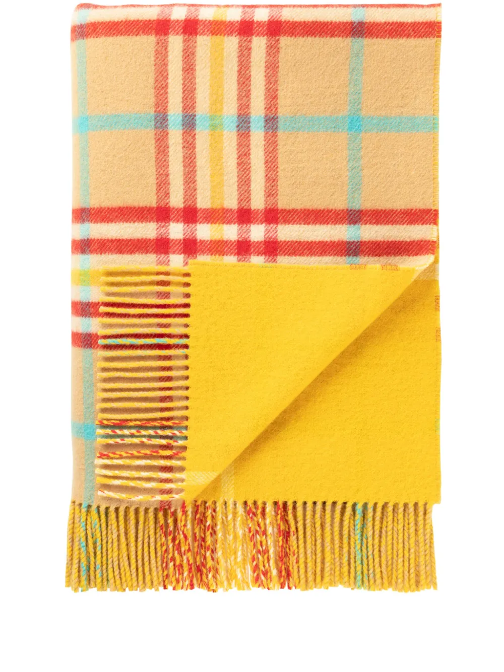 Johnstons of Elgin double-face lambswool throw | Yellow | Image 1