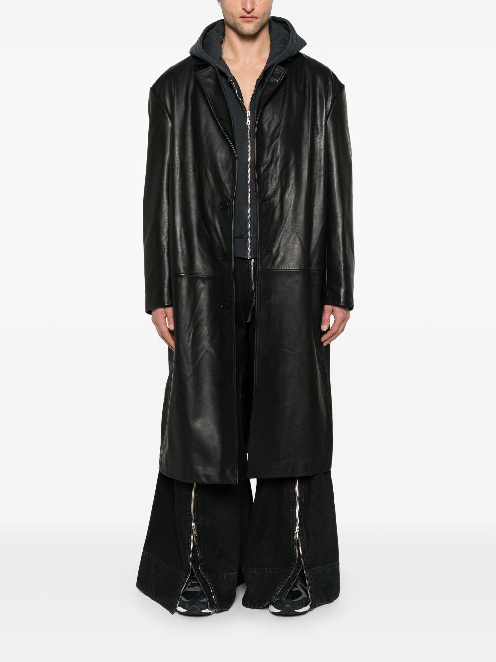 LỰU ĐẠN leather coat - Black