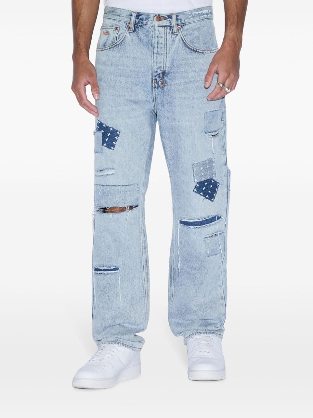 Shop Ksubi Patchwork Jeans In Blue