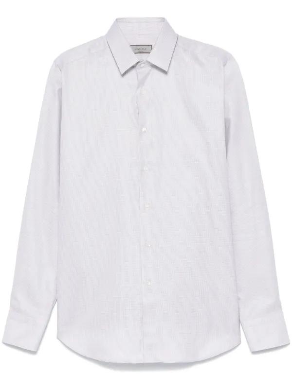 Canali Geometric-pattern Shirt in Grey