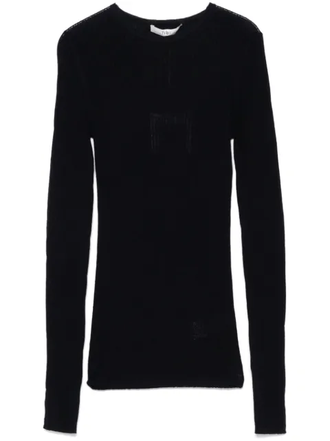 Tibi pull en maille nervurée à col ras-de-cou