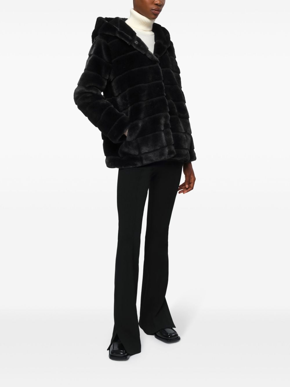 Shop Apparis Faux-fur Coat In Black