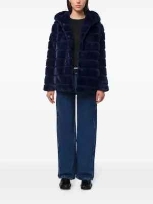 APPARIS ネイビー ファーコート XS Apparis Sophie Faux Fur Coat in Blue | Lyst