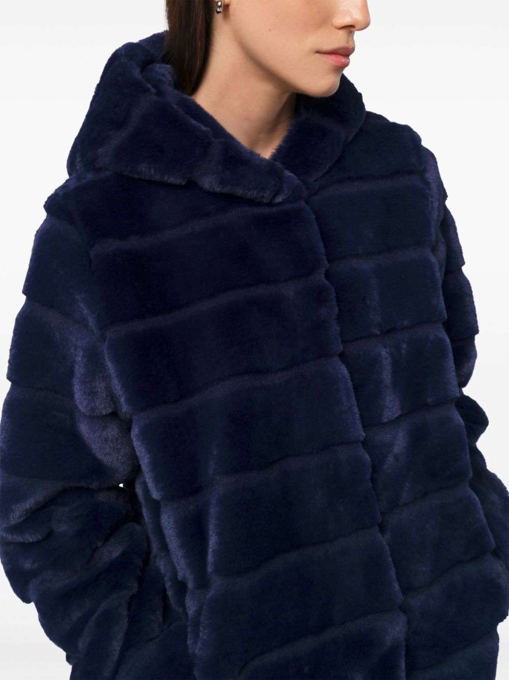 Shop Apparis Goldy Hooded Coat In Blue