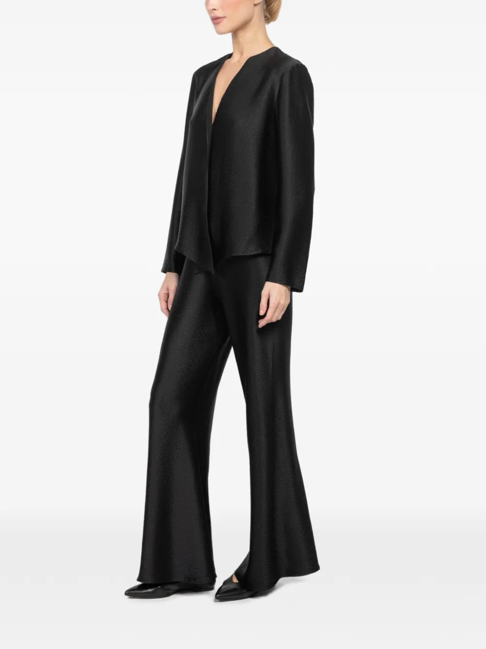  Peter Cohen V-neck Long-sleeve Blouse - Black 