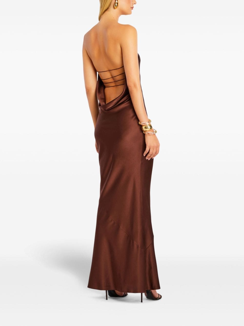 Shop Retroféte Keaton Silk Dress In Brown