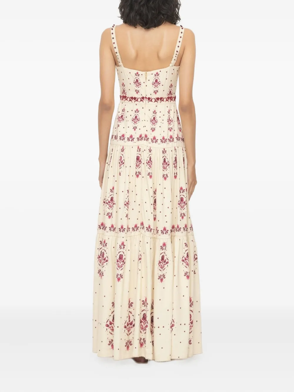 Agua By Agua Bendita Lima Relato Embroidered Linen Maxi Dress In Brown