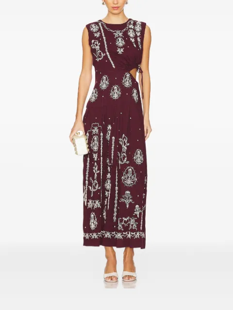 Agua By Agua Bendita embroidered-flowers cut-out midi dress