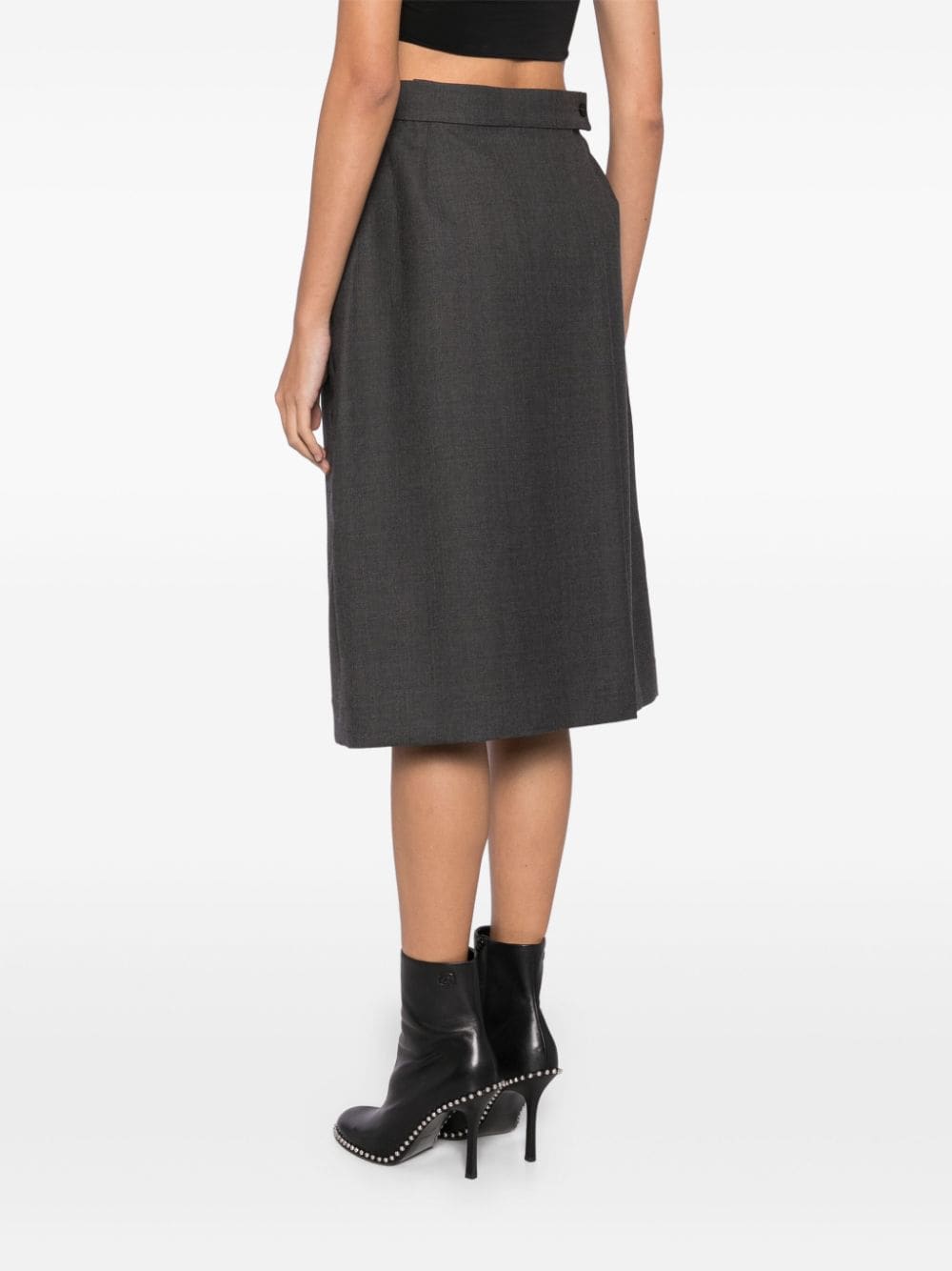 Shop Alainpaul Open Tailored Skirt In Grey