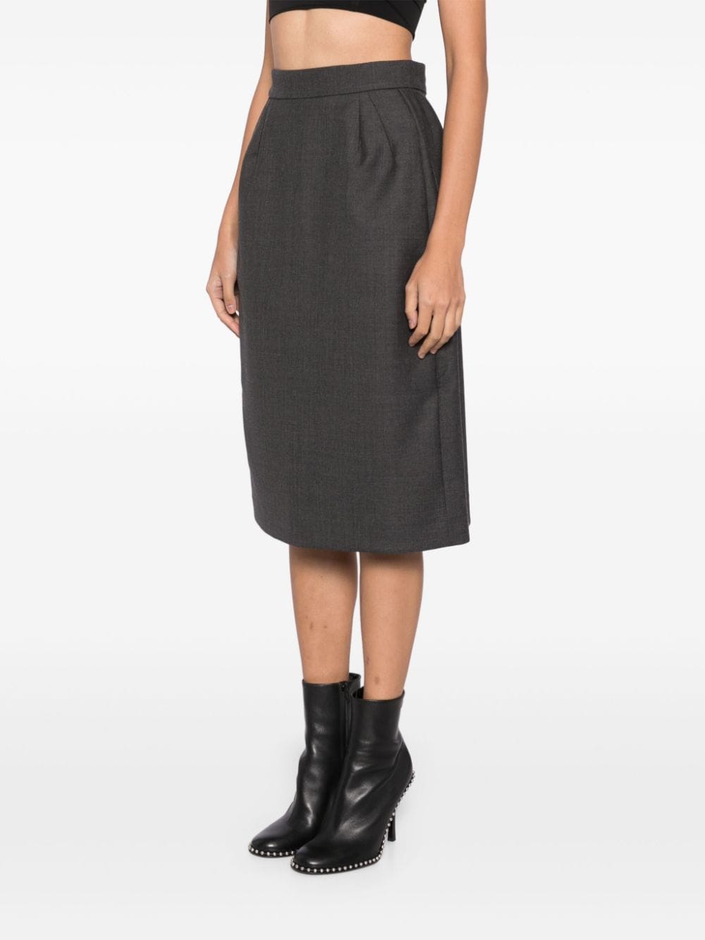 Shop Alainpaul Open Tailored Skirt In Grey