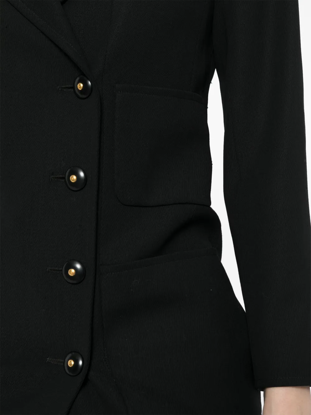 Pre-owned Chanel 1993 Cc Button Silk Jacket In Black
