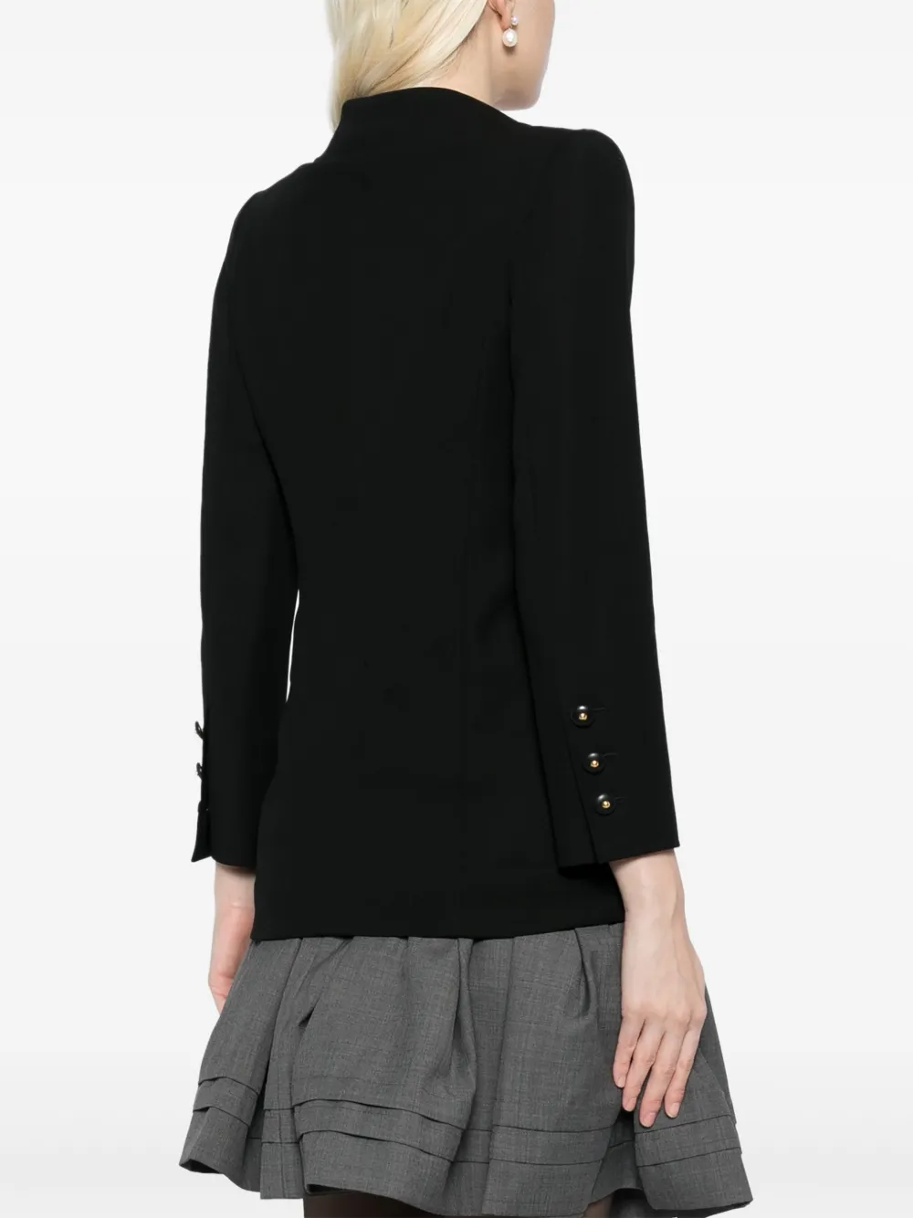 Pre-owned Chanel 1993 Cc Button Silk Jacket In Black