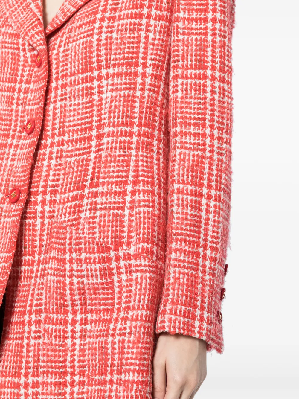 Pre-owned Chanel 1997 Cc Mark Button Jacket In Red