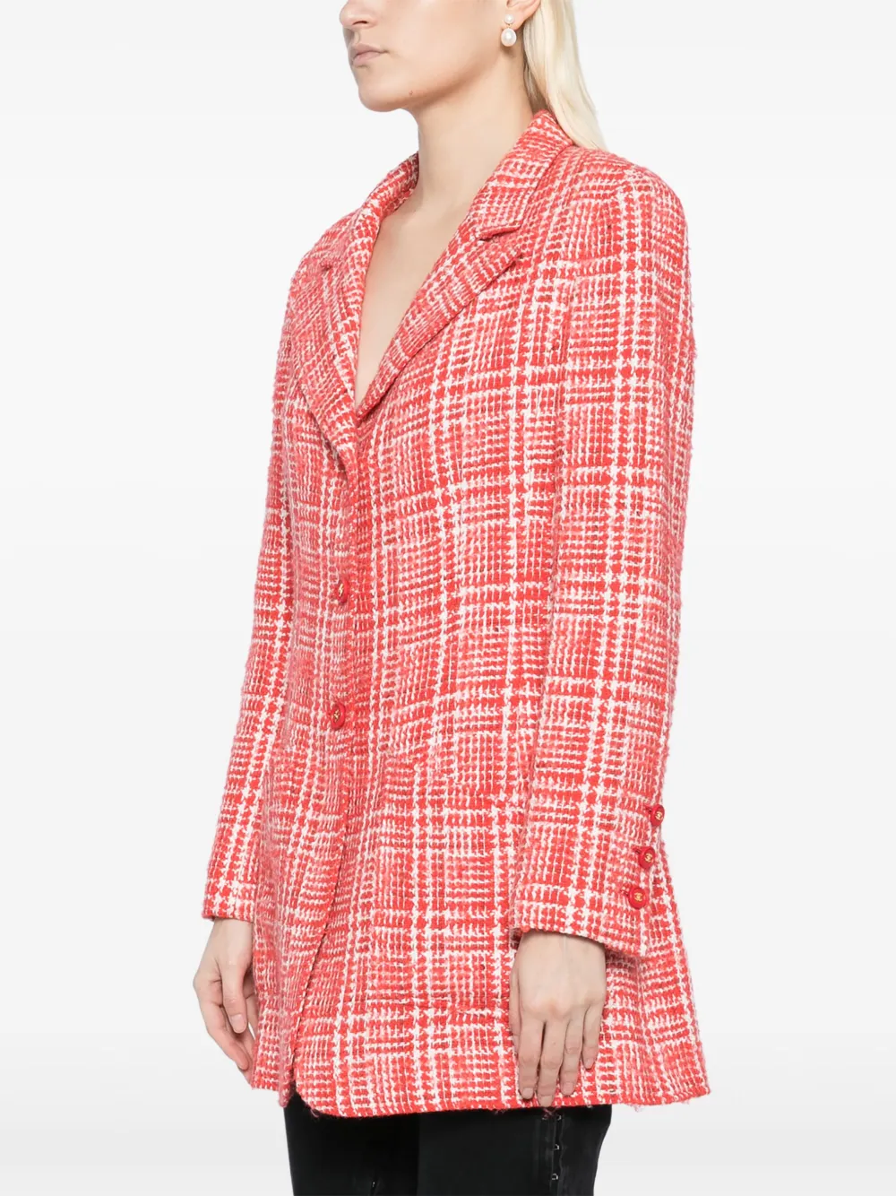 Pre-owned Chanel 1997 Cc Mark Button Jacket In Red