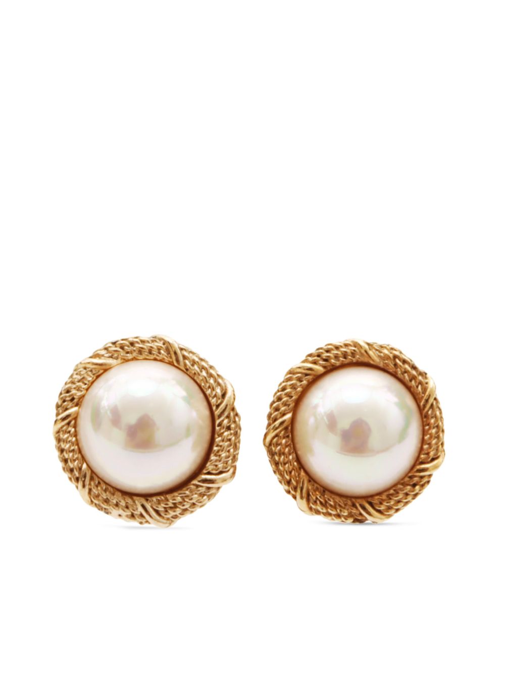 faux pearl-embellished earrings