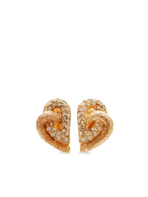 Christian Dior Pre-Owned rhinestone-embellished heart clip-on earrings