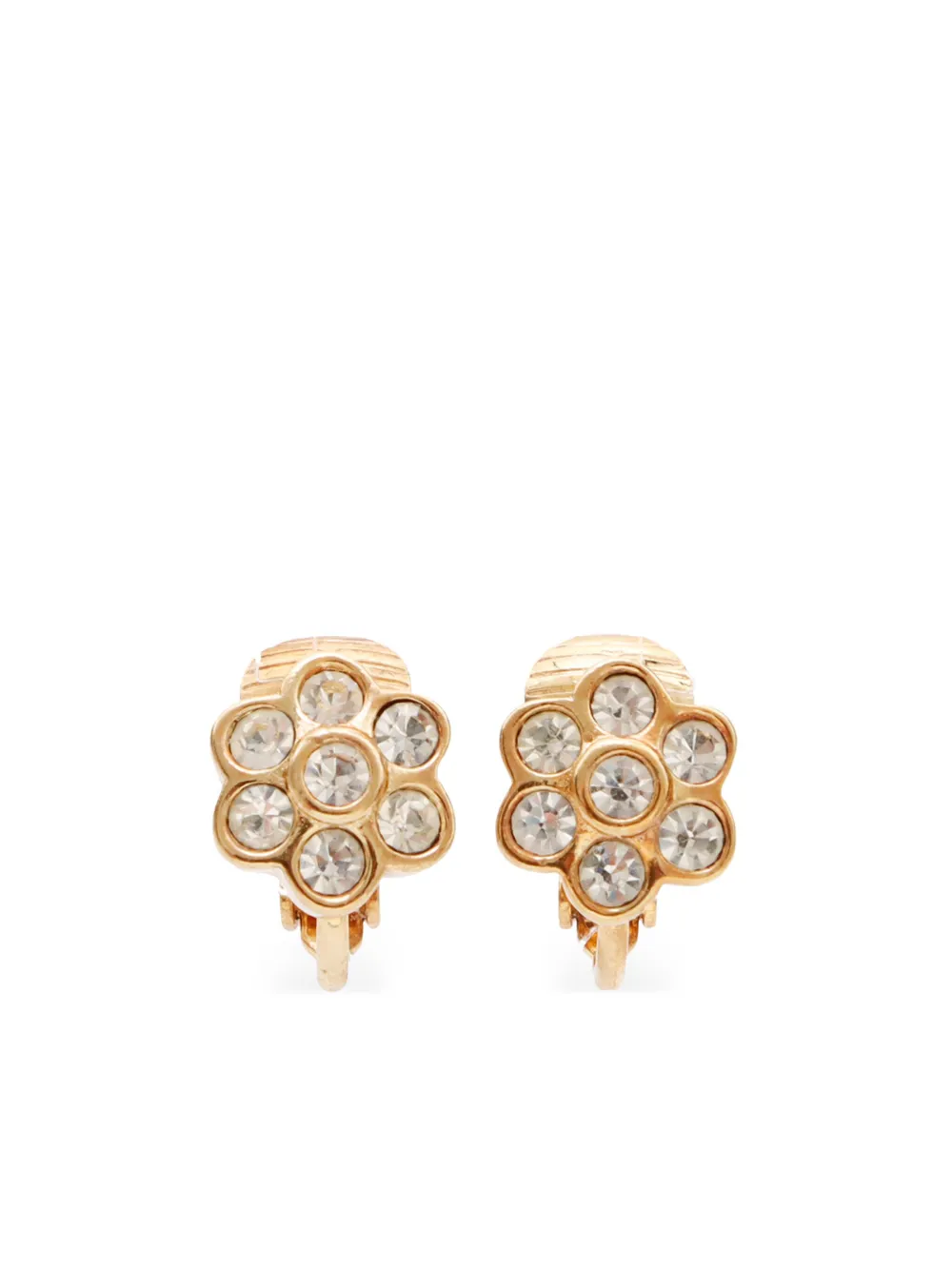 Christian Dior Pre-Owned rhinestone-embellished clip-on earrings | Gold | Image 1