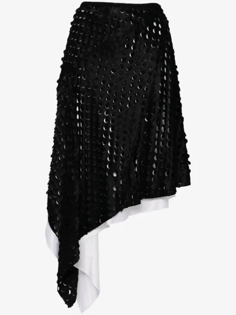 Helmut Lang hole-punched scarf hem skirt