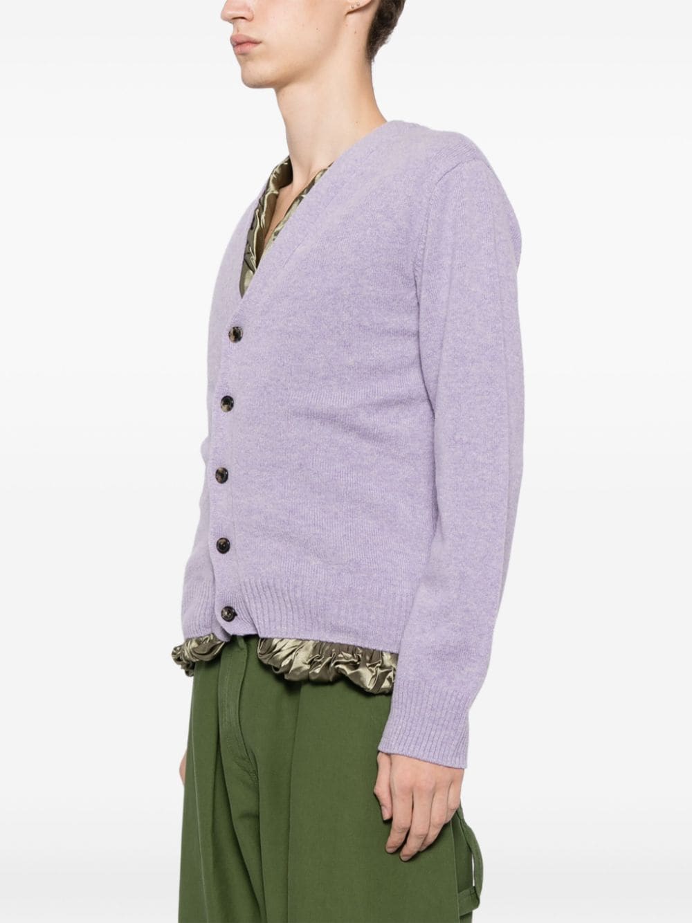 Shop Jw Anderson Satin-lined Cardigan In Purple