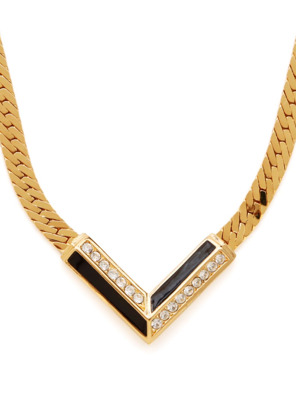 Christian Dior Pre-Owned Schakelketting met stras - Goud