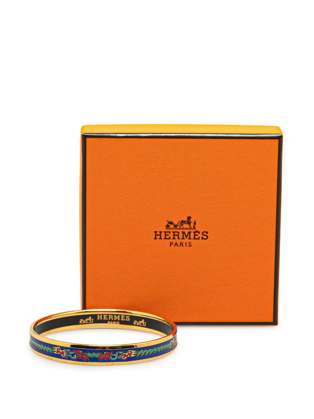 Hermes 2000-2010 Narrow Flags Enamel Bangle 65 costume bracelet Women