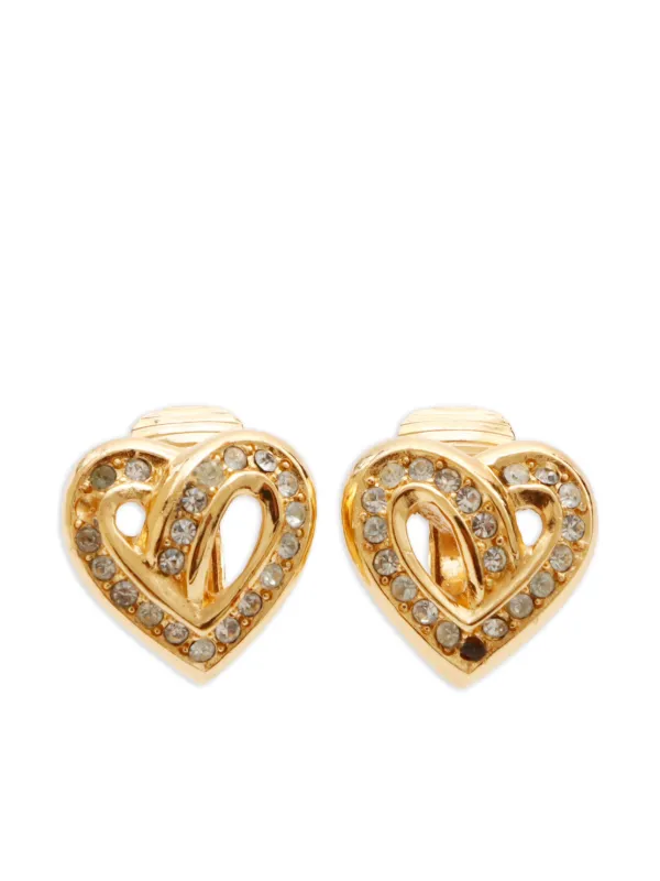 Christian Dior Pre-Owned Heart clip-on Earrings Gold FARFETCH