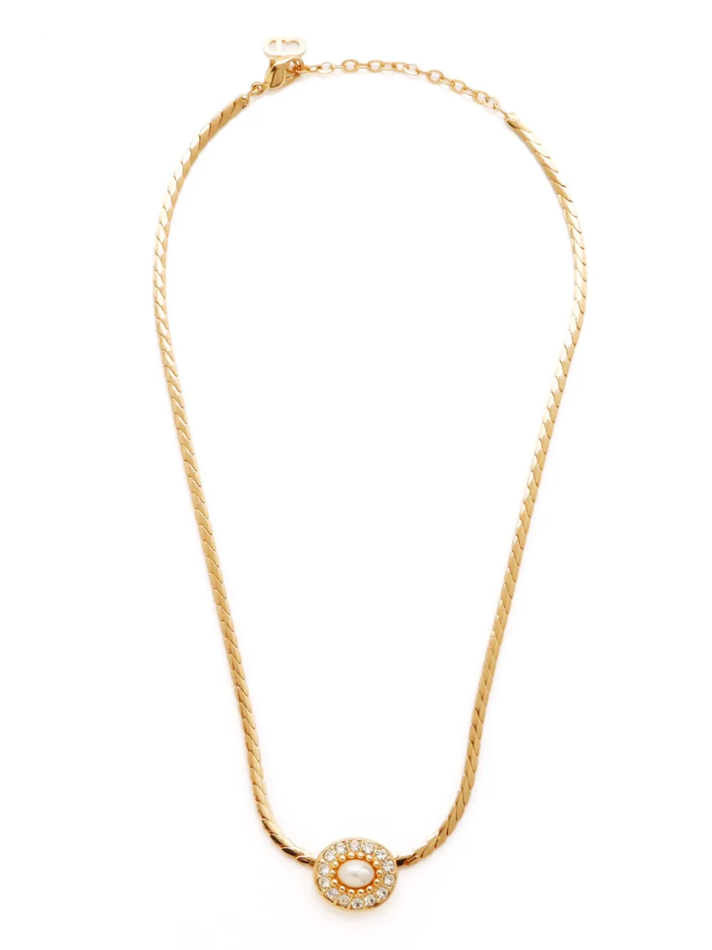 Christian Dior Pre-Owned rhinestone-embellished pendant necklace | Gold | Image 1