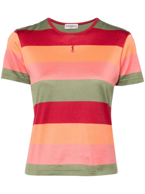 Saint Laurent Pre-Owned striped logo T-shirt