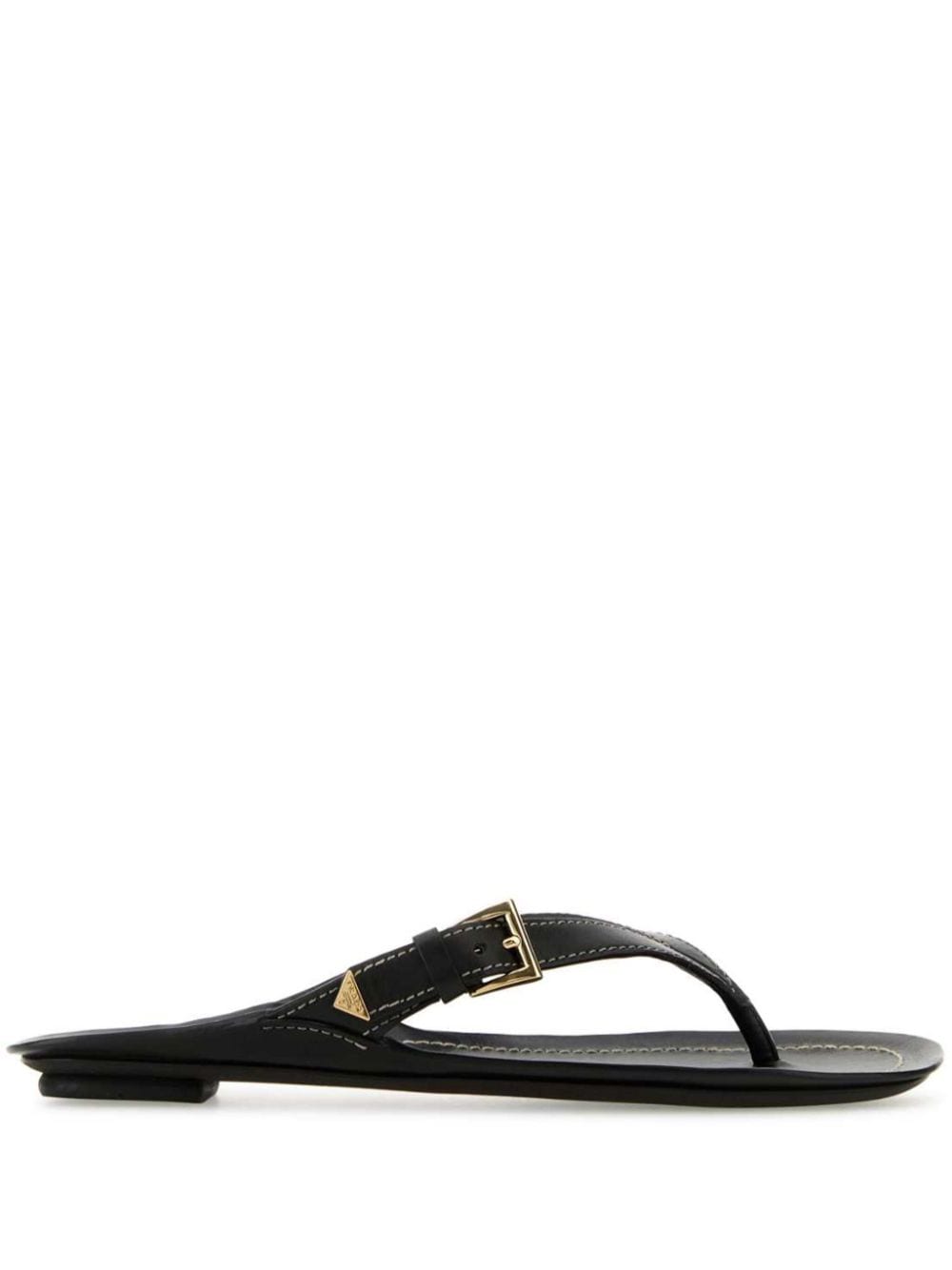 Prada Leren slippers Zwart