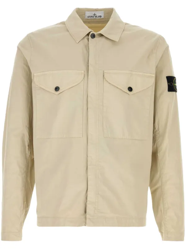 ジャケット・アウター stone  twill shirt jacket Stone Island Men's Supima Cotton Twill Stretch-TC Zip Shirt