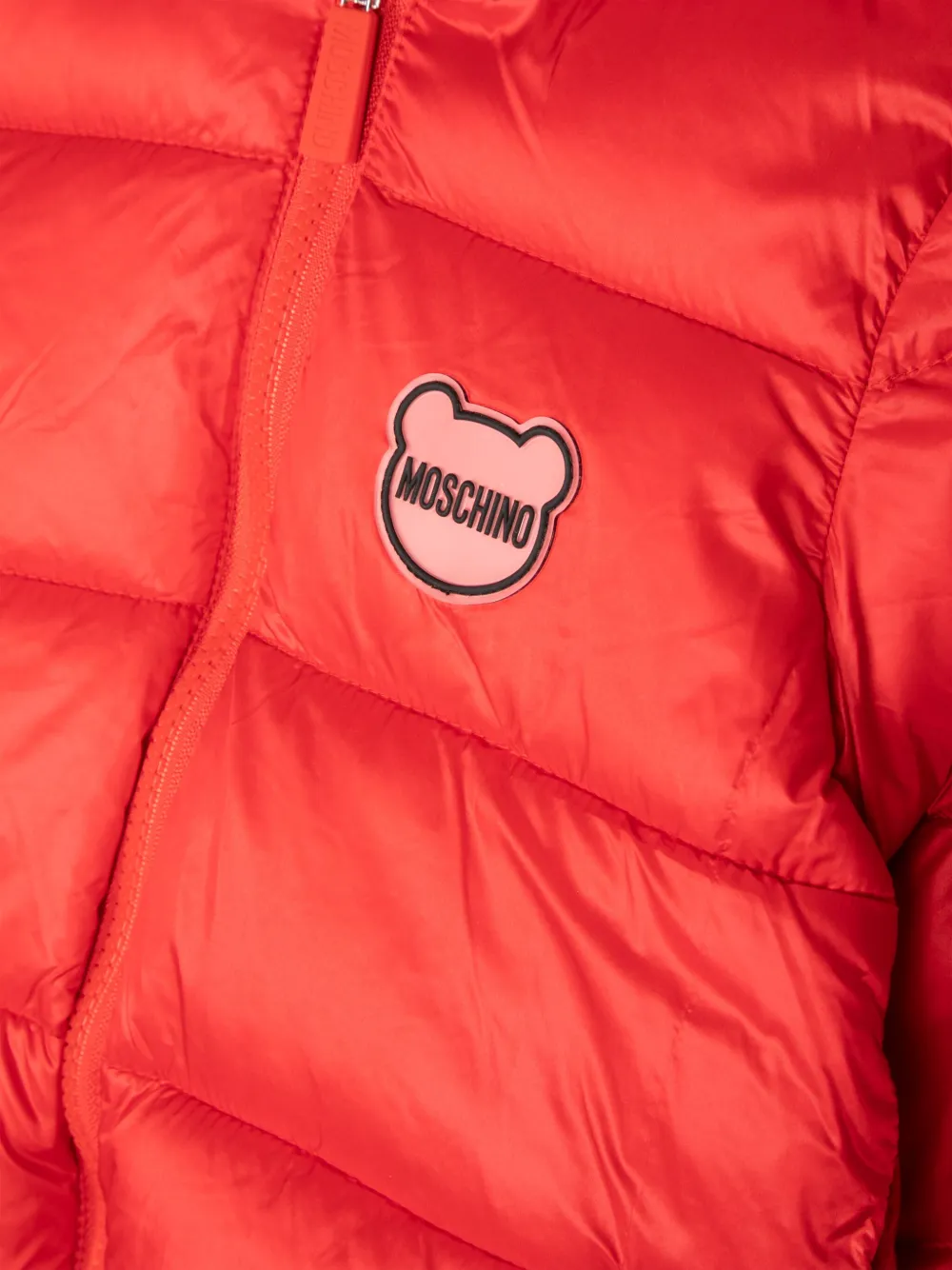 Moschino Kids Gewatteerd jack met logopatch Rood