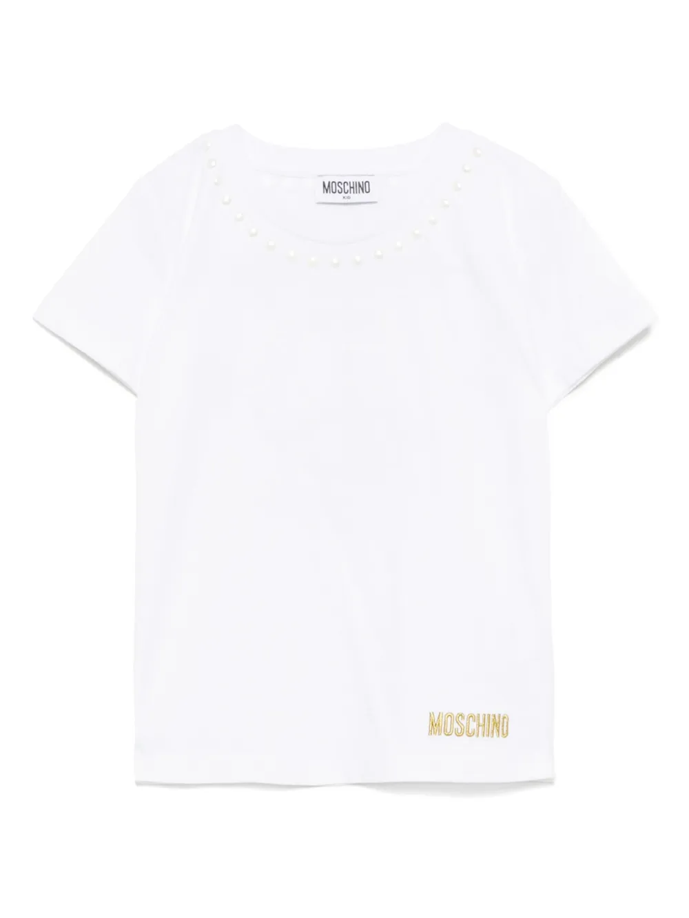 Moschino Kids T-shirt verfraaid met kristallen Wit