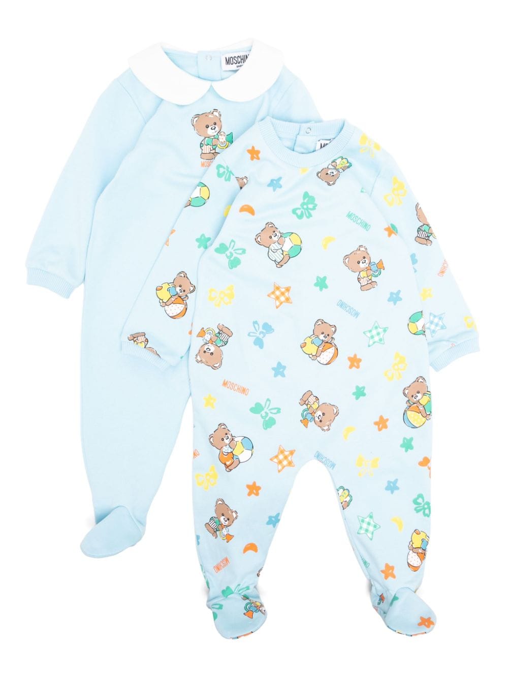 Moschino Kids teddy bear motif babygrow set - Blau