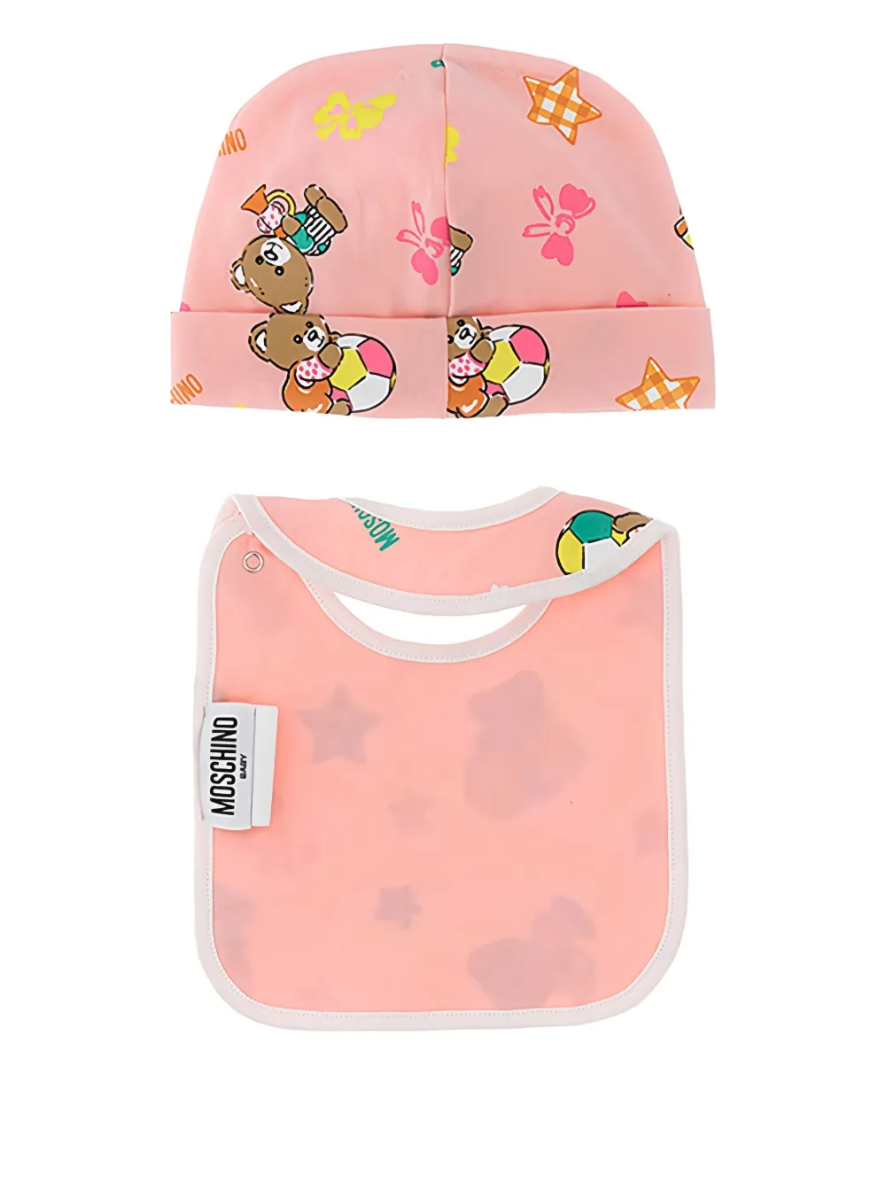 Moschino Kids Slabbetje set met teddybeerprint - Roze
