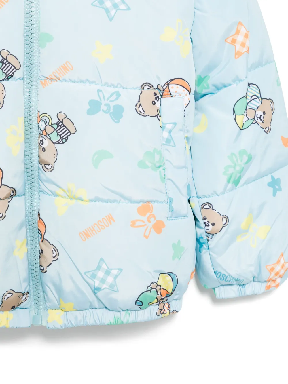 Moschino Kids Gewatteerd jack met print Blauw