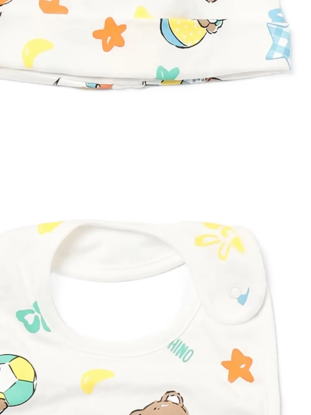 Moschino Kids Slabbetje set met teddybeerprint - Wit