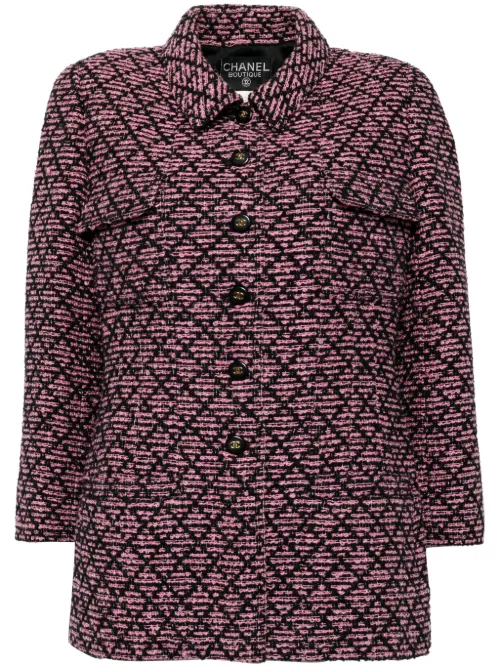 Veste en tweed à poches plaquées - CHANEL Pre-Owned - Modalova