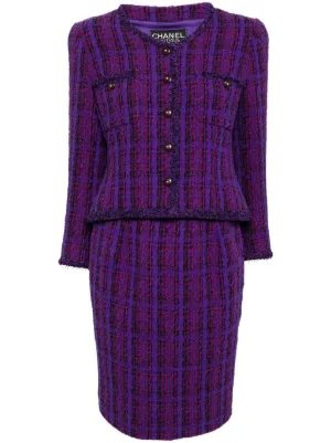 CHANEL Pre-Owned 1994 Tweed Skirt Suit | Purple | FARFETCH