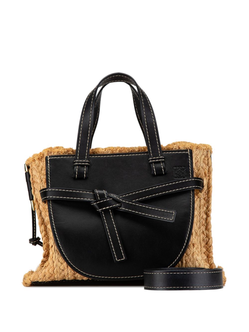 Loewe 2010-2023 Small Raffia and Leather Gate Top Handle Bag satchel Women