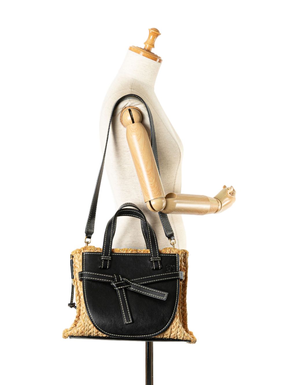 Loewe 2010-2023 Small Raffia and Leather Gate Top Handle Bag satchel Women