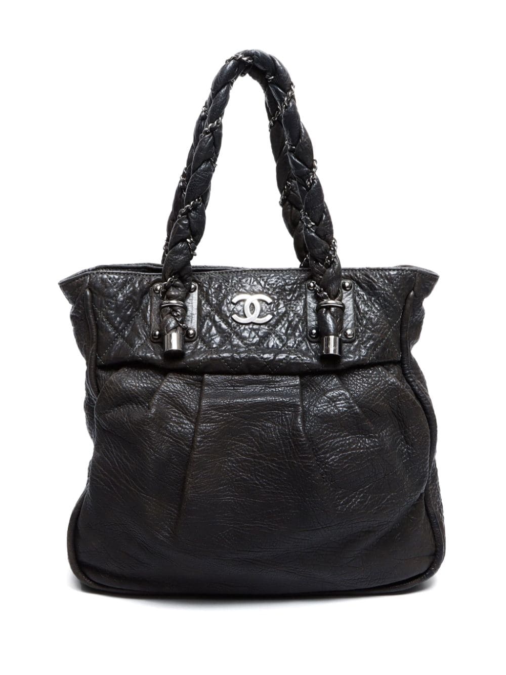 Chanel black leather tote sale