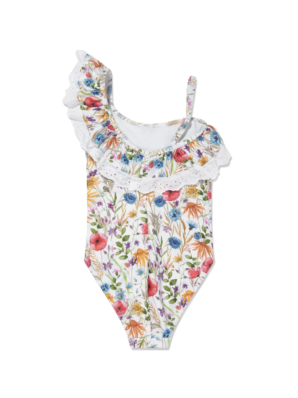 SELINIACTION KIDS ruffle one-shoulder swimsuit - Wit