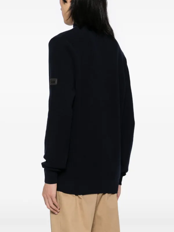 Barbour ハーフジップ ニット セーター XXL ブルー ウール