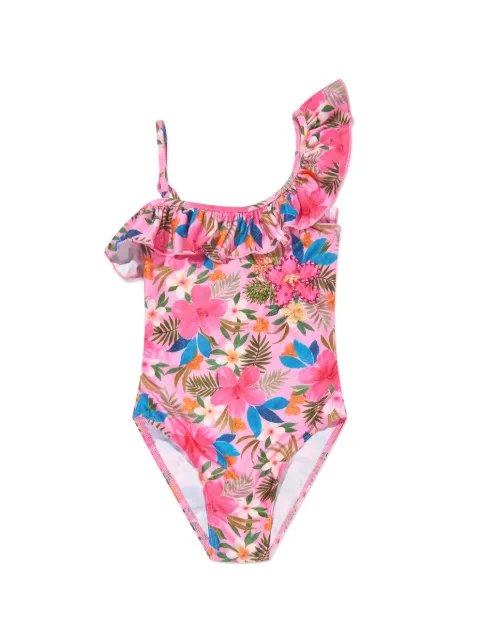 SELINIACTION KIDS ruffle one-shoulder swimsuit